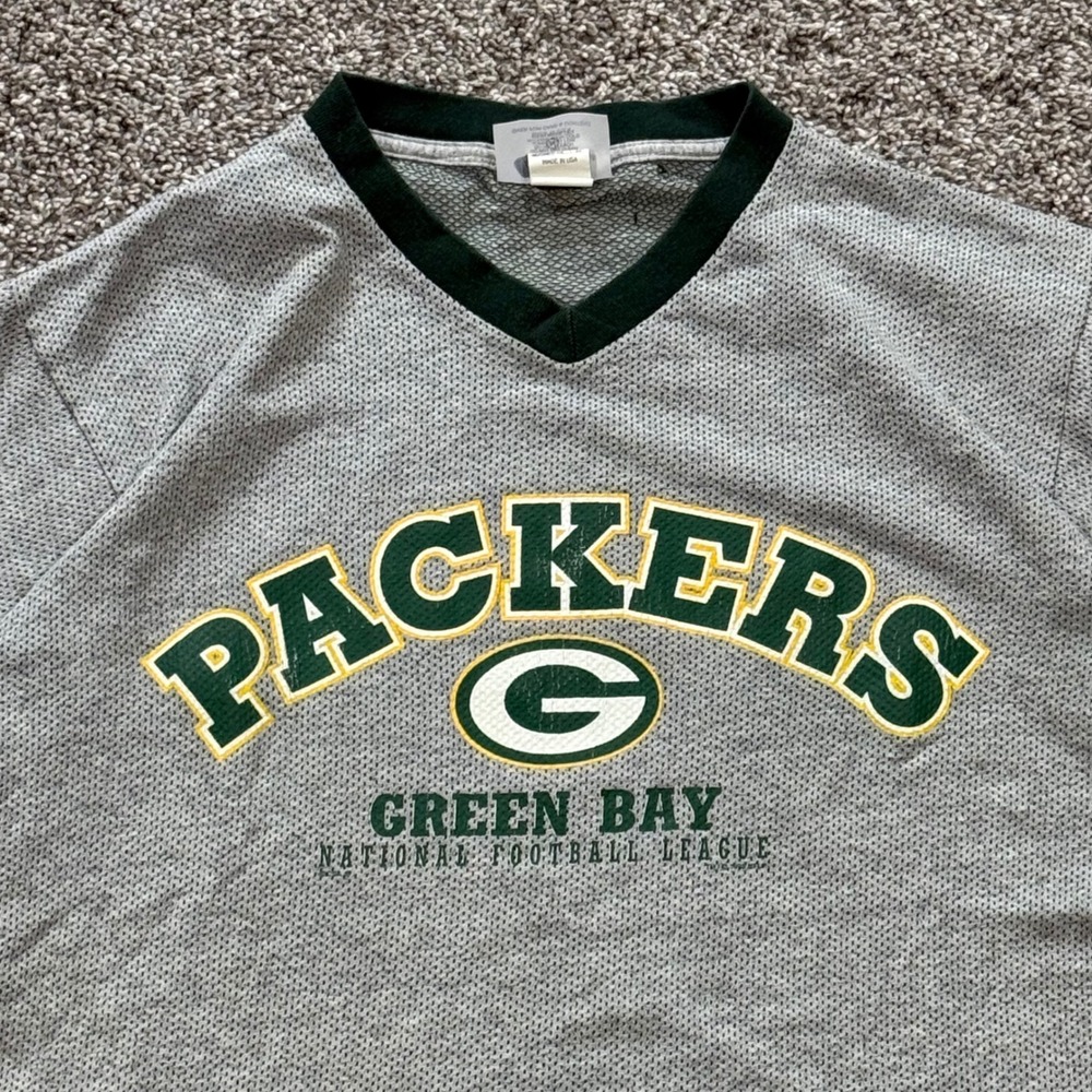 Vintage 90s Green Bay Packers CSA NFL Mesh T-Shirt Mens M Grey Made in USA